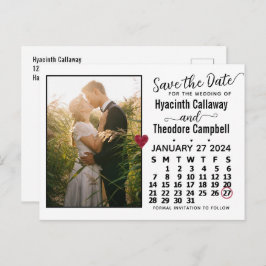 Cartão Postal De Convite Casamento Salve a data Calendário de janeiro de 20