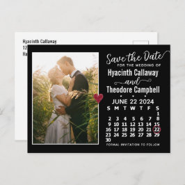 Cartão Postal De Convite Casamento Salve a data Calendário de junho de 2024