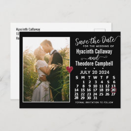 Cartão Postal De Convite Casamento Salve a data Calendário julho de 2024 Fo