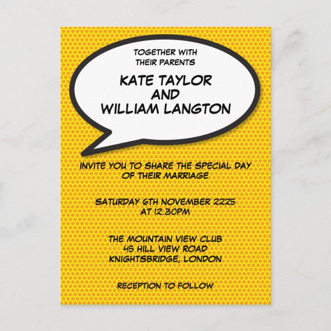 Cartão Postal De Convite Casamento Simples De BD (Frente)