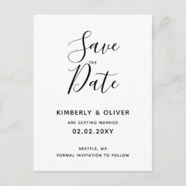 Cartão Postal De Convite Casamento Simples de Caligrafia Preta e Branca Min