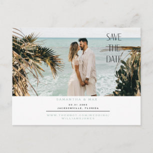 Cartão Postal De Convite Casamento Simples Foto Seafoam Salvar a Data