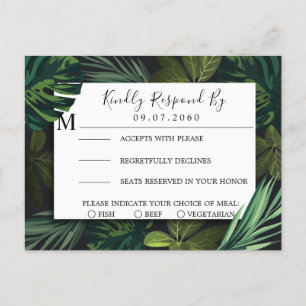Cartão Postal De Convite Casamento Tropical, Tropical Greenery RSVP Card
