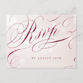 Cartão Postal De Convite Casamento vintage de caligrafia Glam burgundy RSVP