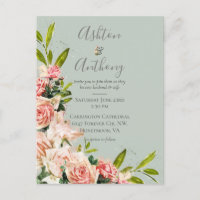 Casamento vintage Floral de Blush Verde Rústico Sa