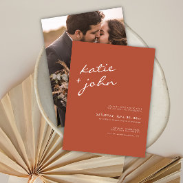 Cartão Postal De Convite Casamento Virtual de Terracotta Minimalista Simple