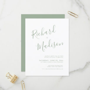 Cartão Postal De Convite Casamento Virtual do Sage em Chic Calliographic