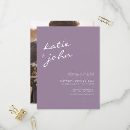 Cartão Postal De Convite Casamento virtual simples e minimalista da Mauve P
