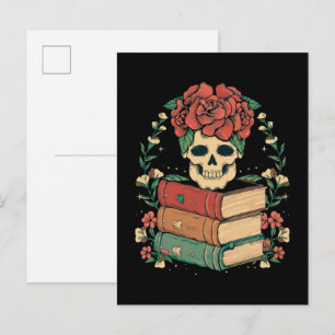 Cartão Postal De Convite Caveira Floral nos seus Livros