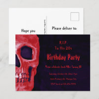 Caveira Gótica Aniversário Vermelho Negro RIP Para