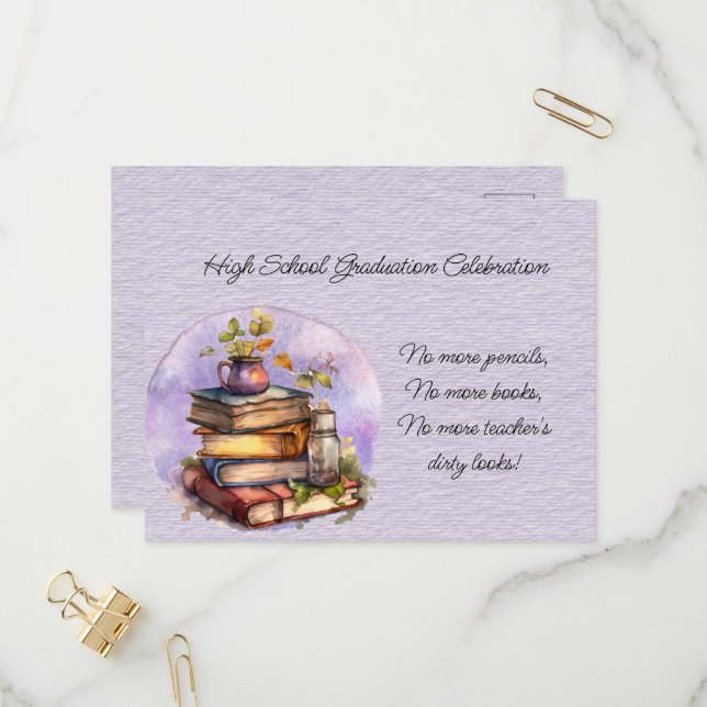 Cartão Postal De Convite Celebração da Graduação do segundo grau (Frente/Verso In Situ)