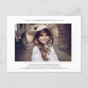 Cartão Postal De Convite Celebração da Vida Foto Simples do Elegante Chic