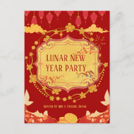 Cartão Postal De Convite Celebração de Ano Novo Lunar: Uma Noite de Alegria