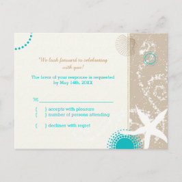 Cartão Postal De Convite Celebração de Casamento na Praia de Taupe Aqua RSV
