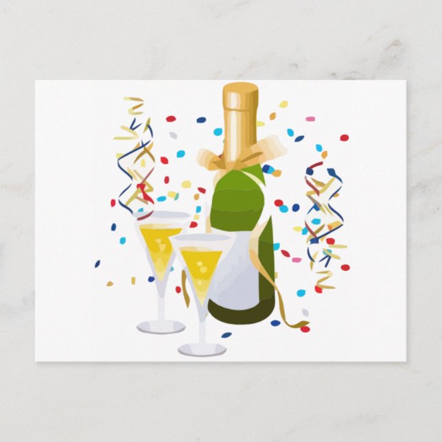 Cartão Postal De Convite Celebração de Champanhe (Frente)