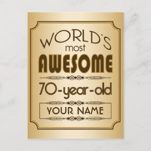 Cartão Postal De Convite Celebração do Mundo de 70 de Aniversário Dourado M
