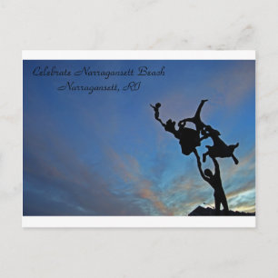 Cartão Postal De Convite Celebração na praia de Narragansett