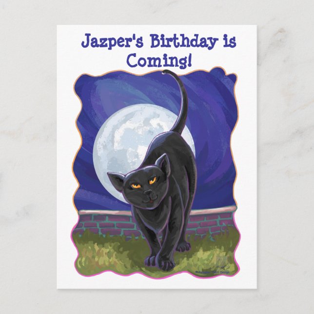 Cartão Postal De Convite Centro de Festas de Gatos Negros (Frente)