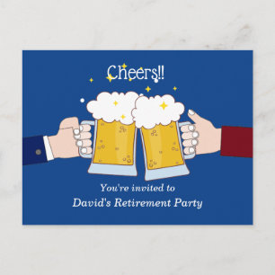 Cartão Postal De Convite cervejas, brindes, festa de aposentadoria adulta