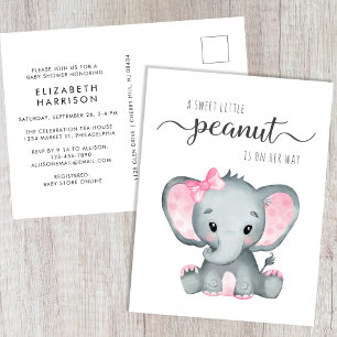 Cartão Postal De Convite Chá de Bebê Elefante Bonito