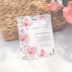 Cartão Postal De Convite Chá de Bebê Floral em Aquarela de Primavera Elegan
