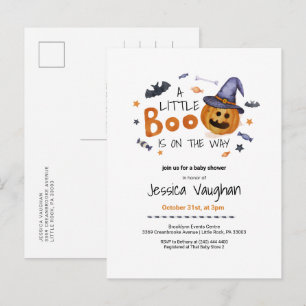 Cartão Postal De Convite Chá de fraldas Bela de Abóbora Pumpkin Pequeno