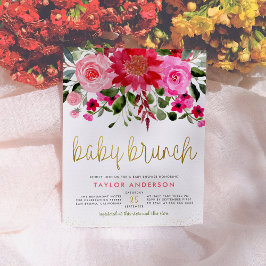 Cartão Postal De Convite Chá de fraldas Chic Floral Baby Brunch Baby Girl