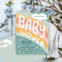 CHÁ DE FRALDAS Cute Nuvens Arco-Íris Personalizado