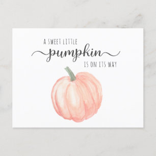 Cartão Postal De Convite Chá de fraldas de Aquarela de Abóbora Cuja Pumpkin