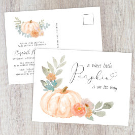 Cartão Postal De Convite Chá de fraldas de Aquarela de Pumpkin Doce