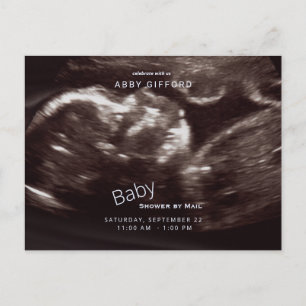 Cartão Postal De Convite Chá de fraldas de Fotografia Ultrassom por Mail Bl