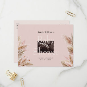 Cartão Postal De Convite Chá de fraldas de Fotografia Ultrassônica Pampas