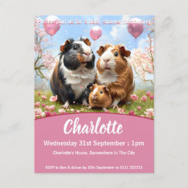 Cartão Postal De Convite Chá de fraldas de porcos-guincho
