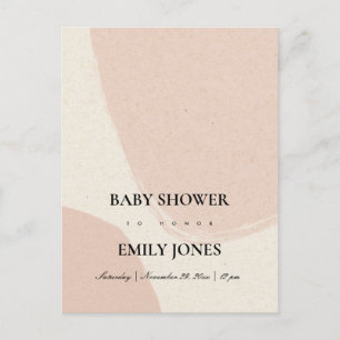 CARTÃO POSTAL DE CONVITE CHÁ DE FRALDAS MODERNO ABSTRATO SOFT BLUSH PINK KR