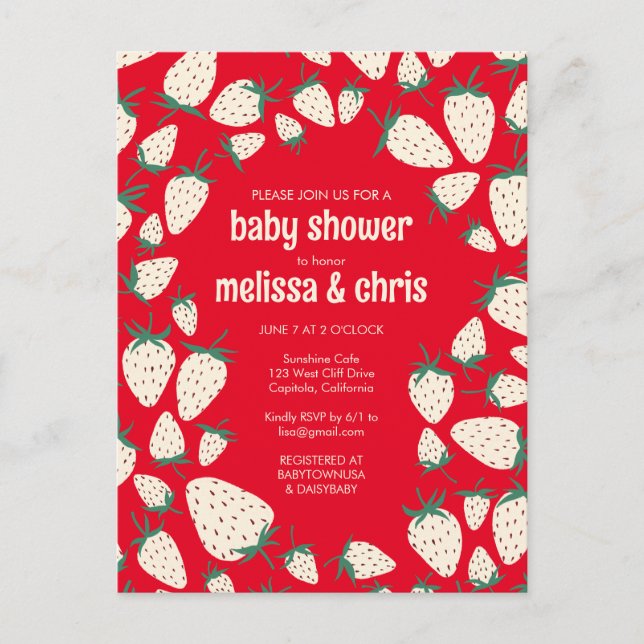 Cartão Postal De Convite Chá de fraldas PERSONALIZADO de Amorango Branco (Frente)