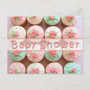 Cartão Postal De Convite Chá de fraldas - Placa de Posto de Cupcakes