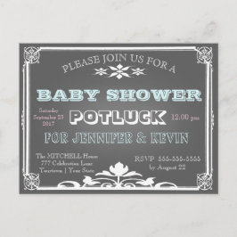 Cartão Postal De Convite Chá de fraldas | POTLUCK | Quadro