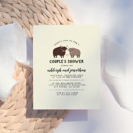 Cartão Postal De Convite Chá de fraldas Rustic Lumberjack Bison Casal