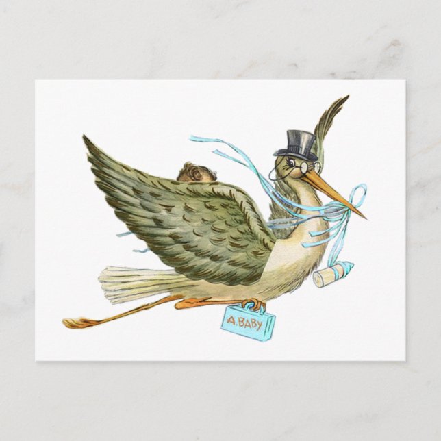 CARTÃO POSTAL DE CONVITE CHÁ DE FRALDAS STORK (Frente)