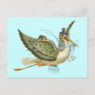 CARTÃO POSTAL DE CONVITE CHÁ DE FRALDAS STORK