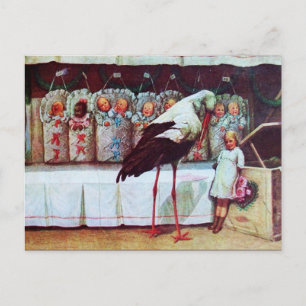 Cartão Postal De Convite CHÁ DE FRALDAS STORK Novos Bebês