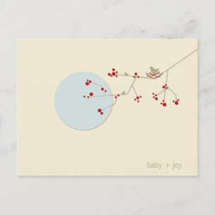 Cartão Postal De Convite Chá de fraldas Whiming da Família de Aves