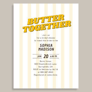 Cartão Postal De Convite Chá de Noiva Amarelo Retro Butter Together