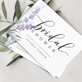 Cartão Postal De Convite Chá de Noiva Elegante com Aguarela Lavanda