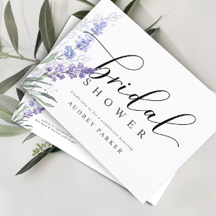 Cartão Postal De Convite Chá de Noiva Elegante com Aguarela Lavanda