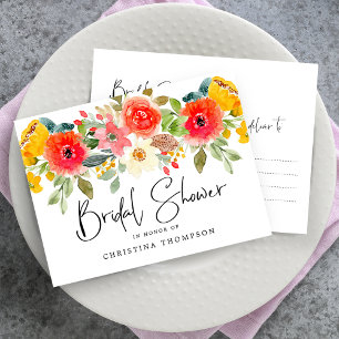 Cartão Postal De Convite Chá de Noiva Floral de Verão Brilhante