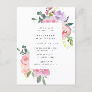 Cartão Postal De Convite Chá de panela cor-de-rosa moderno do verão dos