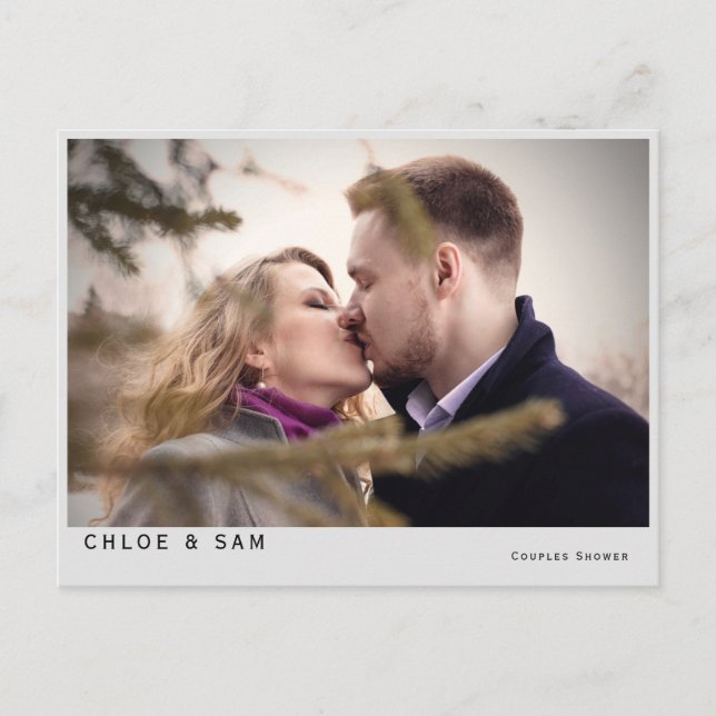 Cartão Postal De Convite Chá de panela de Fotografias do Casal Moderno (Frente)