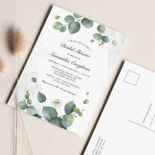 Cartão Postal De Convite Chá de panela Eucalyptus Greenery