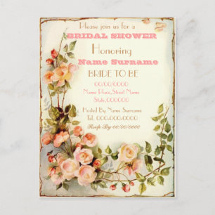 Cartão Postal De Convite chá de panela floral fofo